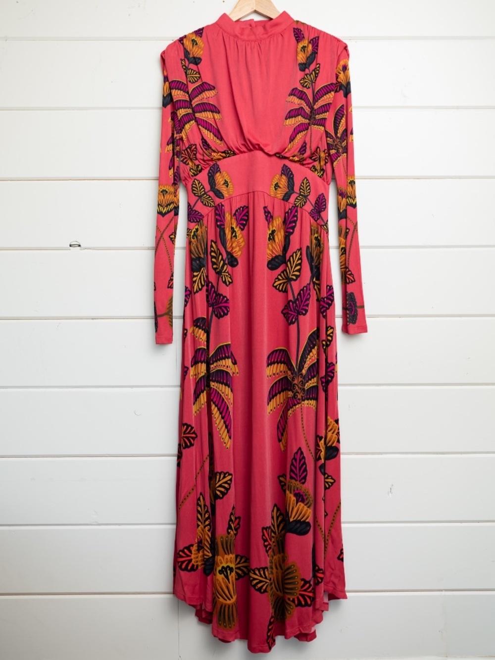 FARM Rio Living Bloom Blush Long Sleeve Maxi Dress | M